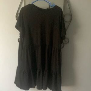 Ladies sz XXL Black ruffled Tshirt dress